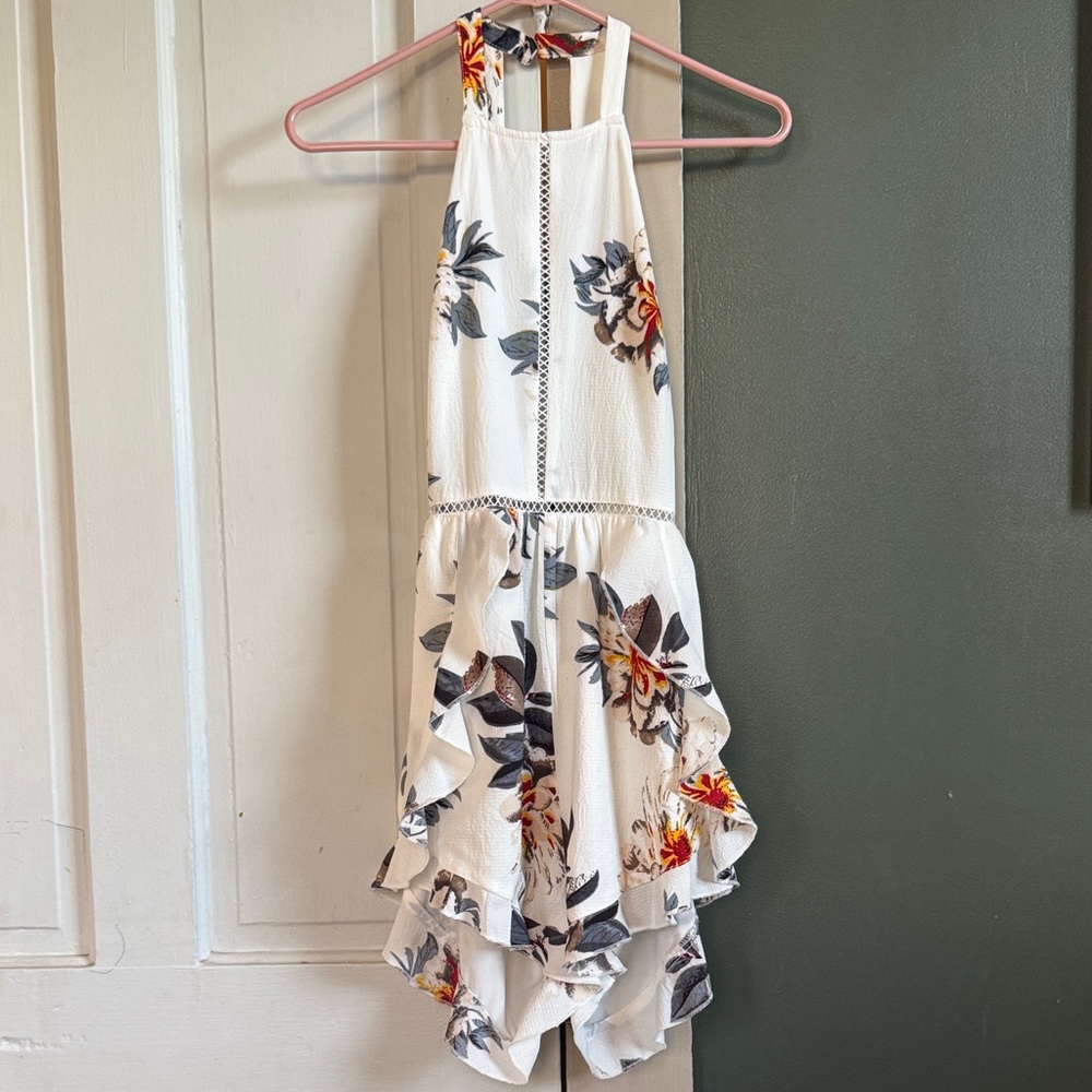 Floral Ruffle Halter Romper